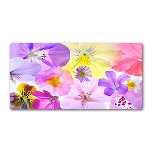 Tirages sur toile déco fleurs multicolores 120x60 art mural salon