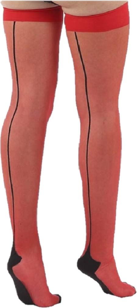 Classified Women's Red Sexy Black Nude White Cuban Heel Stockings Back Seam Seamed Welt Retro M ( With Black Seam)