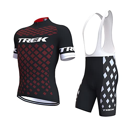 louizumify Combinaison Cycliste Professionnelle pour Homme à Manches Courtes, Tissu Mesh Respirant, Protection Solaire et réflecteur, 3 Poches