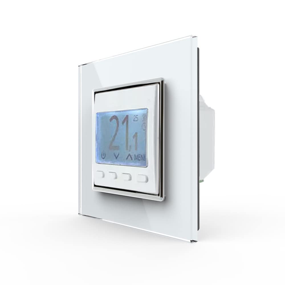 LIVOLO LCD Raumthermostat Thermostat Fußbodenheizung Weiß mit Glasrahmen für Fußboden Heizung Programmierbarer Wandthermostat Zeitpläne digitaler Display Raumtemperaturregler VL-Pro/SR-11