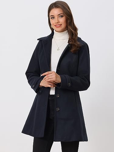 Image of Allegra K Women's Winter Classic Overcoat with Pockets Single Breasted Coat | Soft pea coat, Fully lined outerwear, Trendy, Fall office peacoat, Warm casual holiday everyday wear,