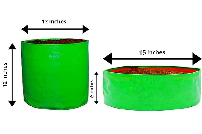 Image of Grow Bags 12x12 inch 5 Peace 15x6 inch 5 Peace,Terrace Gardening, Vegetable, Fruits Planting Bags Combo Pack (10.)