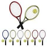 HUIANER Miniatures Tennis Racket Mini Tennis 6Sets Racket Dollhouse Accessories Sports Mini Tennis Set Mini Dollhouse Kitchen Fairy Garden Cake Topper Decoration