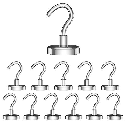 Ireekマグネット フック 超強力 磁石フック 金属製 永久磁? 防水 高温耐性フック 反転 頑丈 物置 キッチン オフィス お風呂 玄関 倉庫 壁掛け 直径16mmおよび20mmで シルバー(12個入) (16mm)