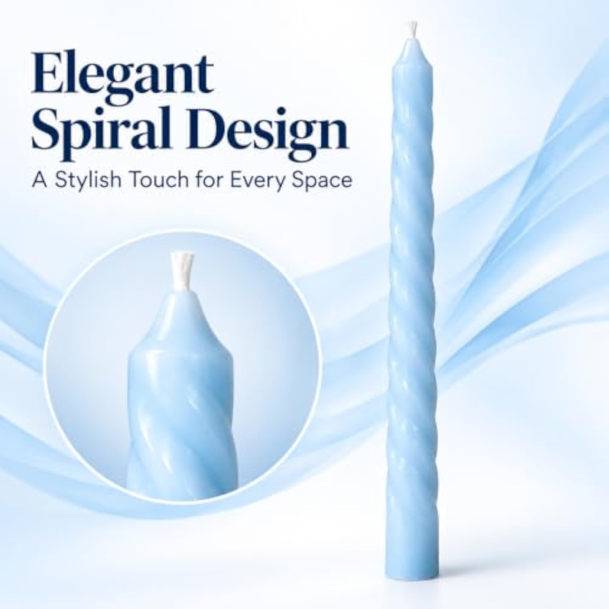 Spiral Taper Candles for Home Decor, Twisted Decorative Dinner Candles