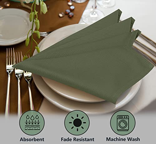 Image of Ruvanti Cloth Napkins set of 12, 18x18 Inches Napkins Cloth Washable, Soft, Durable, Absorbent, Cotton Blend. Table Dinner Napkins Cloth for Hotel, Lunch, Restaurant, Weddings, Parties - Martini Olive