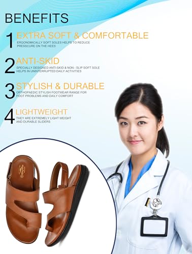 Image of HEALTH FIT Men's Ortho Slippers /Doctor Chappal & Diabetic extra soft Cushion footbed Comfortable Foortwear 163