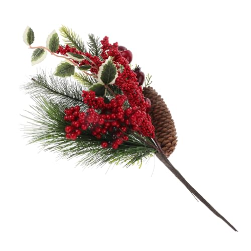 Wakauto Christmas Picks for Crafts Floral Picks Artificial Plants Berry Stem Pine Cones Branches for Xmas Decor