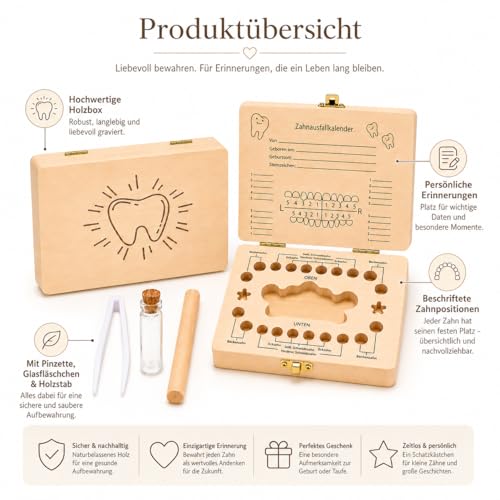 Sunshine smile Milchzahndose aus Holz, Milchzahnbox, Zahnbox für Kinder – Ansicht 4