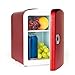 Produktbild GOURMETmaxx Mini-Kühlschrank im Retro Design | Ideal für Lebensmittel, Getränke, Dosen und Beauty-Artikel | Minibar mit 4 Liter Volumen | Variable Stromversorgung [Rot]