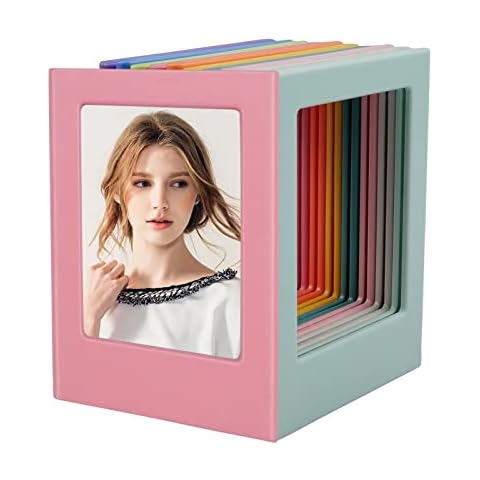posionks 10 Pcs Magnetische Bilderrahmen Collage Magnet Kühlschrank Bilderrahmen Kombination Kreative Mini DIY Fotorahmen Für Instax 8.8 x6.5 x 0.6cm, 10 Farben Cover