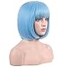 WildCos Short 12 Inches Straight Synthetic Cosplay Wig for Women (light blue)