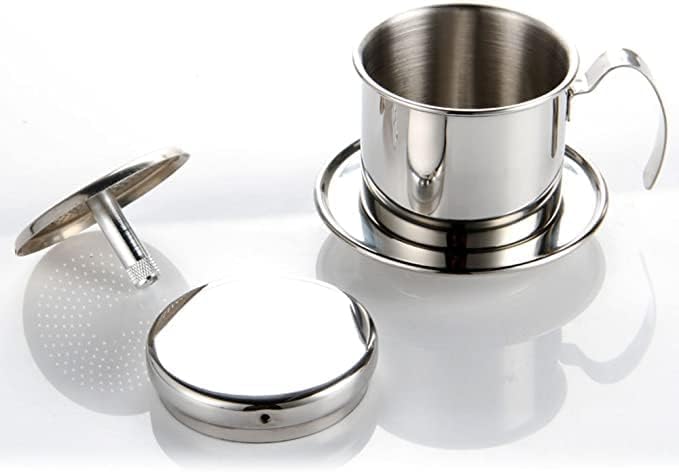 Miniatura 2 de Cafetera, cafetera vietnamita de acero inoxidable, cafetera de goteo de una sola taza, portátil para el hogar, cocina, oficina, uso al aire libre,