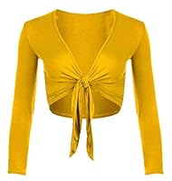 Boléro haussement d'épaules pour femme à nouer manches longues haut pour dames à nouer sur le devant boléro cardigan court Style : boléro à nouer, thème : tenue décontractée, tenue de fête, motif : uni Style de manches : manches longues, encolure : n...