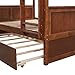 Full Over Full Bunk Bed with Twin Trundle, Convertible Solid Wood Bunk Bed Frame Full Over Full Size with Guardrails Ladder, Walnut