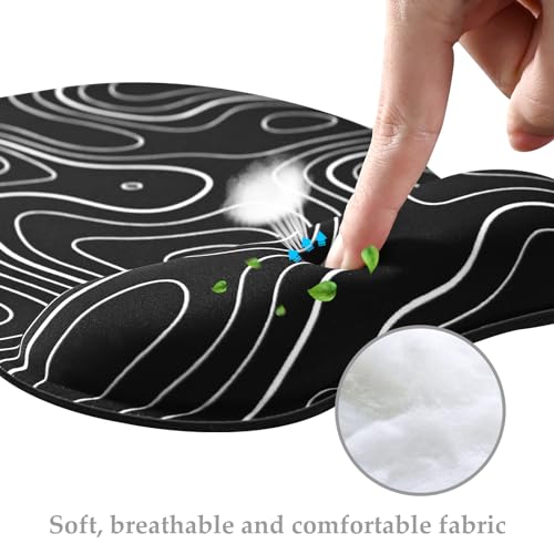 Image of EooCoo Ergonomic Mouse Pad with Wrist Support, Non-Slip Base Mouse Mat for Internet Cafe, Home & Office - Black Ripple