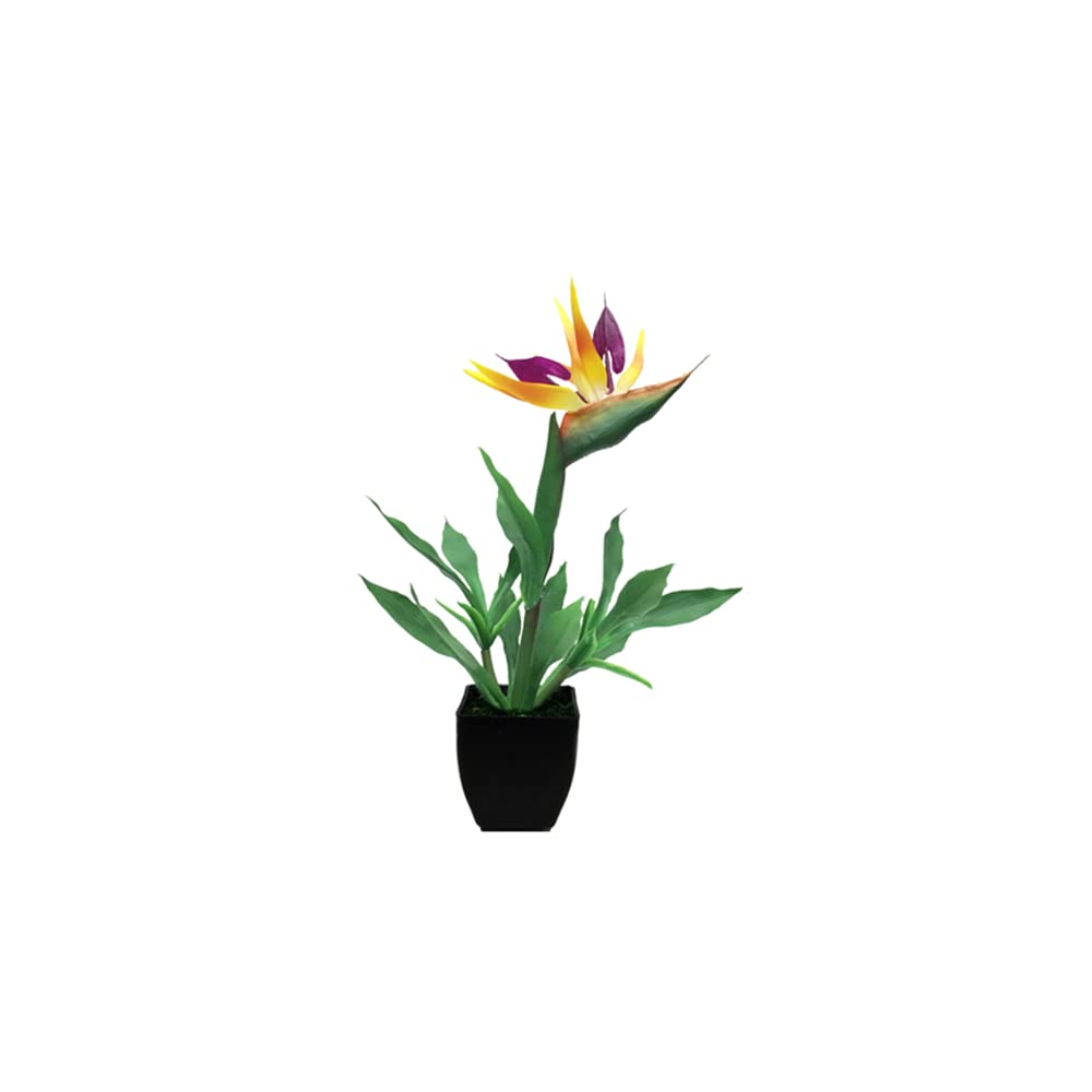 CURTEK 14.9'' Artificial Potted Flowers Bird of Paradise Artificial Plant Bonsai Fake Tropical Greenery Plant,for Indoor Outside Home Garden Office Deck Porch Wedding Decorations