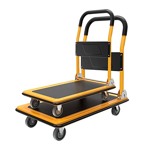 Carrello a spinta portatile per camion con piattaforma con ruote silenziose, carrello per camion con piattaforma multifunzionale, per un facile trasporto/sollevamento pesante/77 * 50 * 85 c