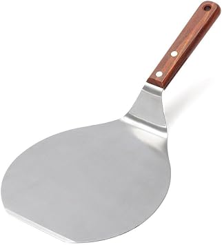 IUAQDP Stainless Steel Pizza Spatula Peel Shovel Cake Lifter Wood Handle Plate Holder Baking Tool Baking Homemade Pizza 8Inch