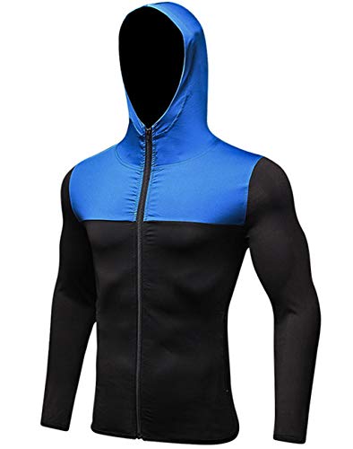 Men's Quick-Dry Hoodies Running Sweatshirt Slim Fit Zip Up Fitness Gym T Shirts