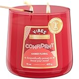 Candle-Lite Vibes Amber Floral Mood-Enhancing Scented Candles, 15 oz Jar, Aromatherapy, Proudly Poured in The USA, 2-Wick, 86 Hours Burn Time, Perfect Relaxation Gift