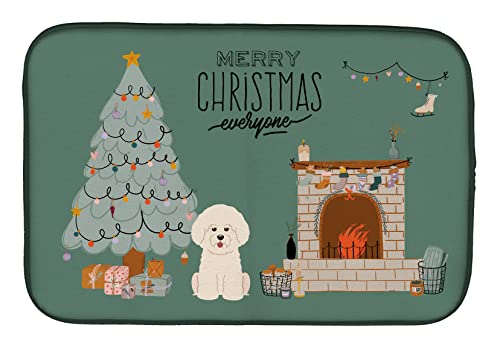 Tapis de séchage Bichon Frisé Caroline's Treasures en polyester de Noël