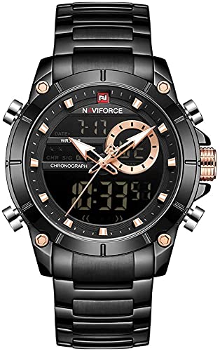 NAVIFORCE Watch for Men Dual Display Digital Quartz Watches Multifunctional Business Stainless Steel Wristwatch