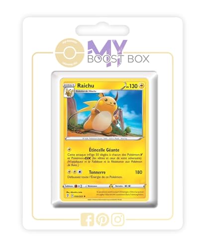Raichu 050/203 Holo ou Reverse (aléatoire) - Myboost X Epée et Bouclier 7 Évolution Céleste - Coffret de 10 Cartes Pokémon Françaises
