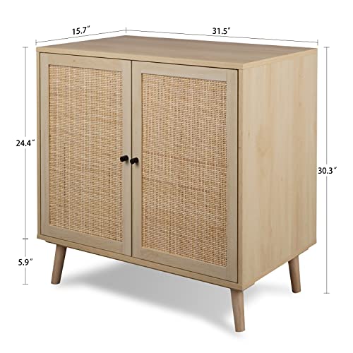 Qhitty Rattan Sideboard Buffet Cabinet, Accent Kitchen Storage Cabinet Console Table With Adjustable Shelves For Living Room, Dining Room, Bedroom (Natural) #TOP1