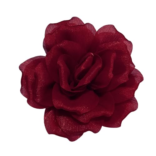 Image of Flash Camellia Flower Brooch Pin for Women Men Elegant Texture Fabric Dahlia Rose Floral Brooches Lapel Pins Dainty Wedding Holiday Party Costume Dress Accessories Jewelry