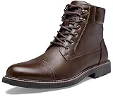 Picture of Jousen Mens Boots Leather Retro Dress Boot Cap Toe Casual Motorcycle (AMY8407 Darkbrown 10)