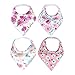 Baby Bandana Drool Bibs for Drooling and Teething 4 Pack Gift Set For Girls “Bloom Set” by Copper Pearl