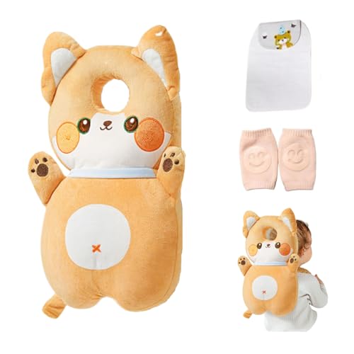 Image of Baby Head Protector Backpack, Toddler Baby Head Protection Backpack with Baby Knee Pads Alarm Function for Walking & Crawling, Soft, Breathable and Wearing Safety Baby Head Protector