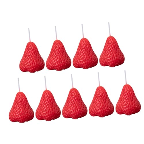 NOLITOY 9pezzi Candela Decorativa Alla Fragola Candela Profumata Forma Di Fragola Per Feste Di Compleanno e Matrimonio Lumino Aromatico Per Aromaterapia