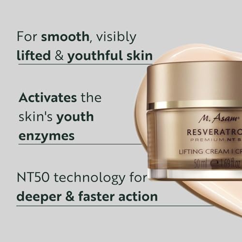 M. Asam RESVERATROL PREMIUM NT50 Lifting Cream (1.69 fl oz) – Moisturizer Face Cream with Hyaluronic Acid, Facial Moisturizer for Firm and Smooth Skin, Vegan Skincare for Youthful Radiance
