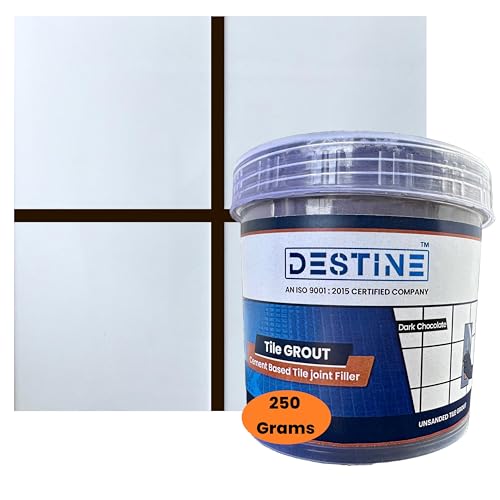 Image of DESTINE READY-TO-MIX inchTILE GROUT inch (16 COLOURS) (ALL PACKS: 100 Gm,250 Gm,400 Gm,800 Gm,1 Kg), Waterproof, Crack Filler, Cement Based Tile Gap Filler (250 Gm, Dark Chocolate)