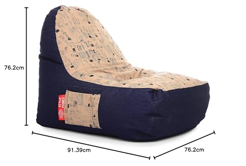 Image of Style Homez Urban Design Denim Canvas Abstract Printed Chair Bean Bag XXL Size Filled with Beans Fillers