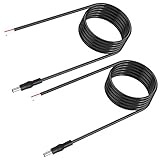 DC to Bare Wire, 5.5mm x 2.5mm 2 Pack 3ft DC Power Male Plug Connector Jack to Bare Wire Open End...
