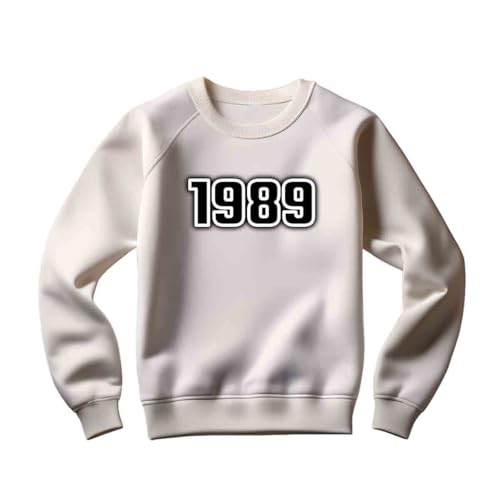 [CITY POSTERS PLUS] 1989 Year Unisex Sweatshirt (White, L)