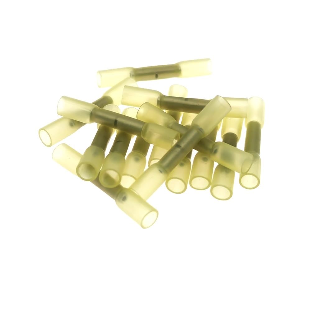 Heat Shrink Butt Terminal Crimp BHT0.5/1.25/2/5 Fully Insulated Red Blue Yellow Wire Connector(BHT0.5 Yellow,15pcs)
