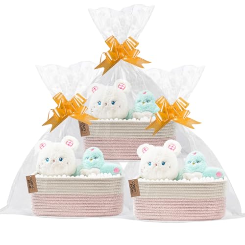 Image of COMFY HOMI 11.5 inchx7.5 inchx4.7 inch Storage Baskets for Organizing | Cotton Rope Woven Basket | Toy Storage Bin Box | Basket for Shelves, Closet Organizer Bin, Decorative Closet Shelf, 3 Pack,