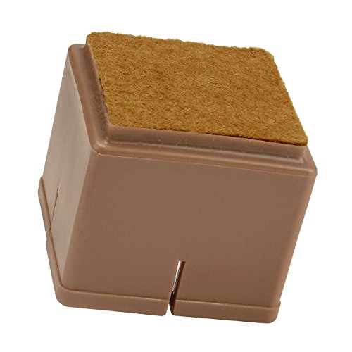 Chair Leg Floor Protectors, WarmHut 16pcs Brown Silicone Table Furniture Leg Feet Tips Covers Caps, Felt Pads, Prevent Scratches, Wood Floor Protector (Square)(Brown)