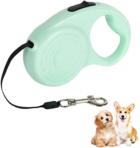 Retractable Dog Lead,5M Extendable Dog Leads with Anti-Slip Handle, No-Tangle Retractable Dog Lead,Strong Nylon Tape Dog Leash,One-Handed Brake for Small Medium Dogs up to 40 kg (Pink)