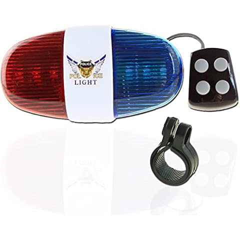 LEAGY Bike Bell 6 Bicycle Police LED Light,4 Loud Siren Sound Trumpet Cycling Horn Bell,Bike Bell Kids Adult Cover