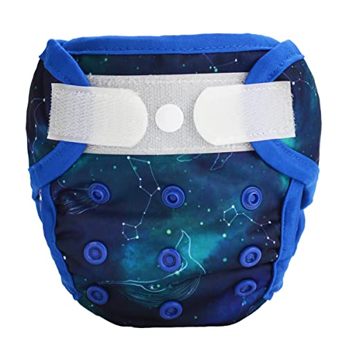 Image of Newborn Baby Cloth Diaper Cover Nappy Hook and Loop (Stars Whales)