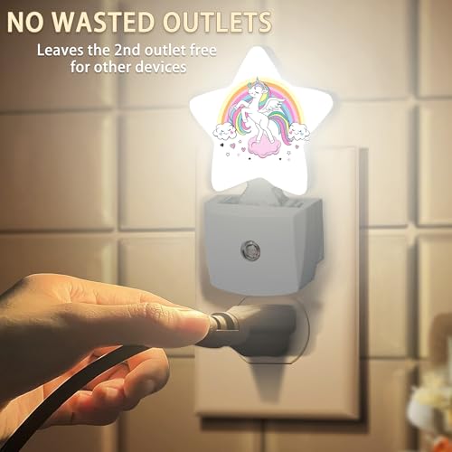 Image of Unicorns Rainbows Plug-in Night Light with Dusk-to-Dawn Sensor for Bedroom,Bathroom and Living Room Sleep Friendly lamp for Women /Girls /Boys Gift,0.5W