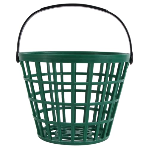 SEWACC Golf Ball Basket Plastic Basket Holds 50 Balls Green Golfball Container with Handle
