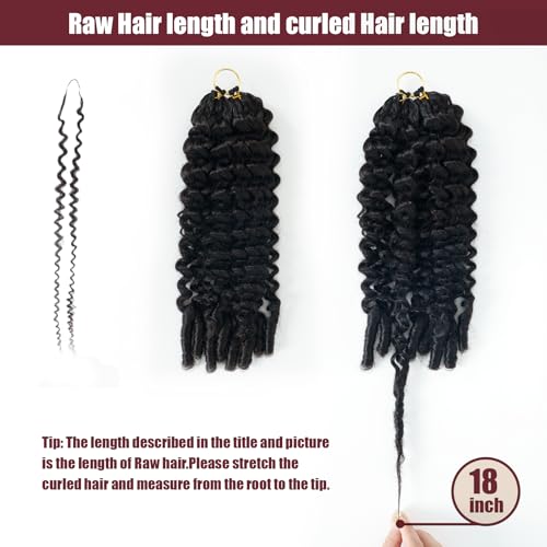 Volurelle Human Crochet Hair Burmese Curly Miracle Knots Crochet Human Hair Extensions 18 Inch 60g Real Remy Hair Pre-Separated Feather Crochet Human Hair Natural Black — view 6
