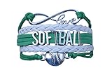 Infinity Collection Softball Charm Bracelet - Green Softball Jewelry, Softball Player, Team and Coaches Gifts