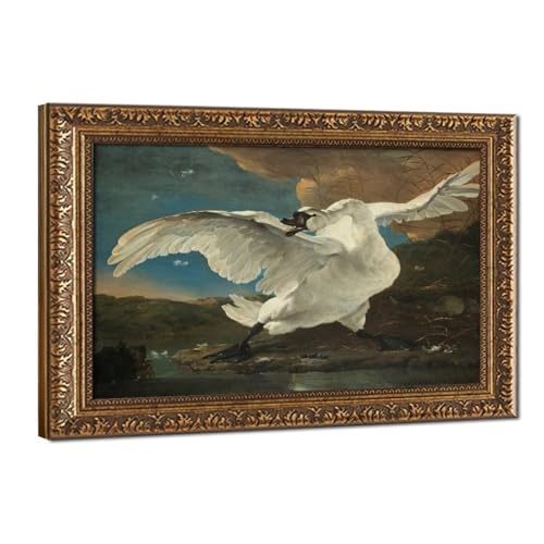 Impression sur toile The Threatened Swan de Jan Asselijn décoration bureau 61x91,4 cm